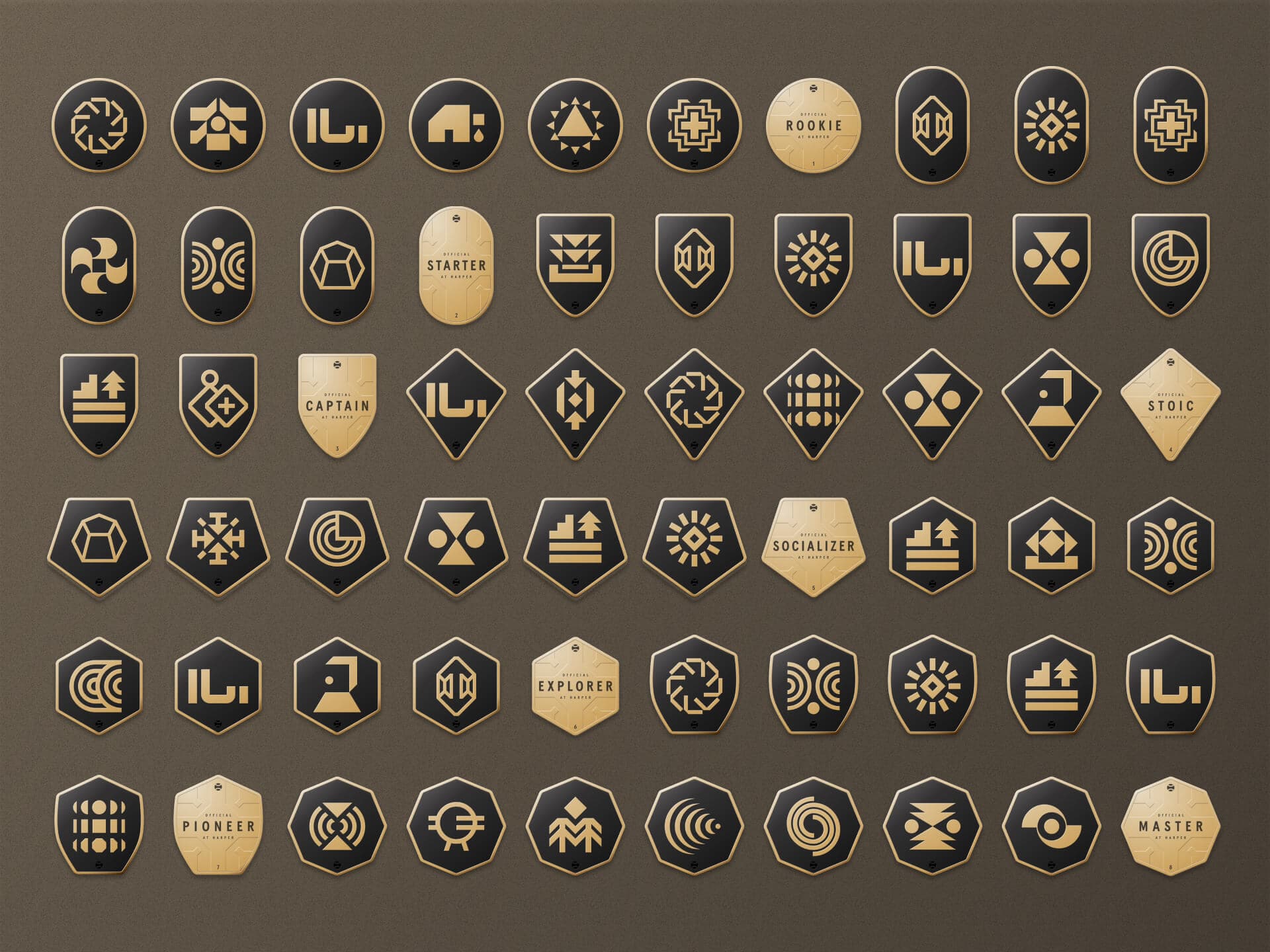 Training badges and level crests